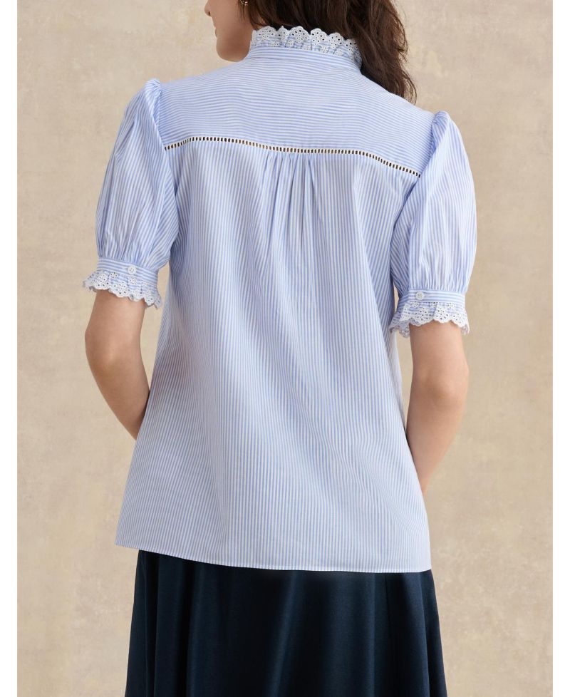 Women's Naima Scalloped Lace Trim Pintuck Blouse