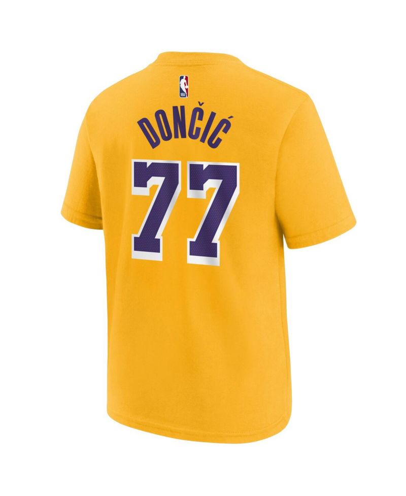 Big Boys and Girls Luka Doncic Gold Los Angeles Lakers Player Name & Number T-Shirt