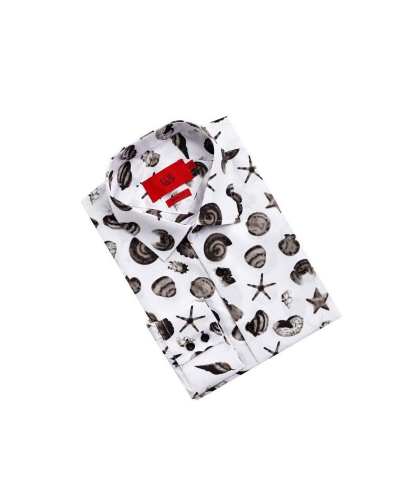Men's Slim Fit Sea Shell Print Shirt