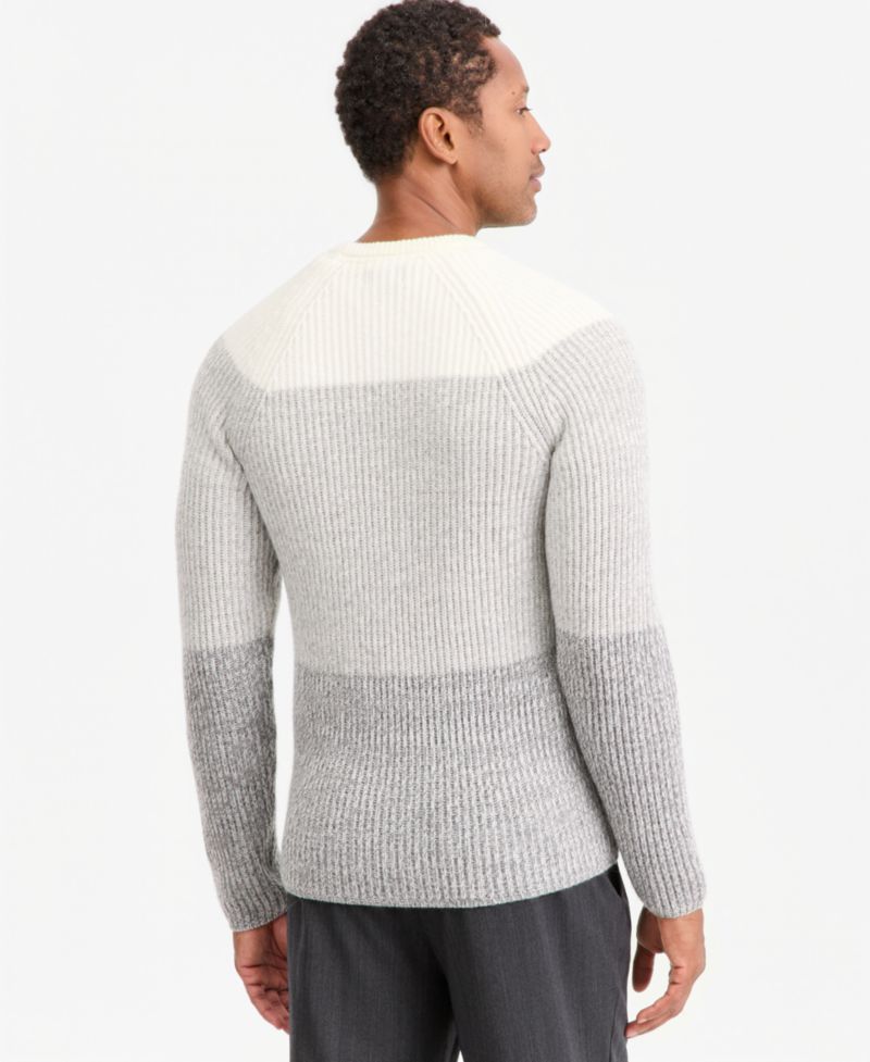 Men's Premium Blocked Chunky Crewneck Sweater, Macy's Exclusive