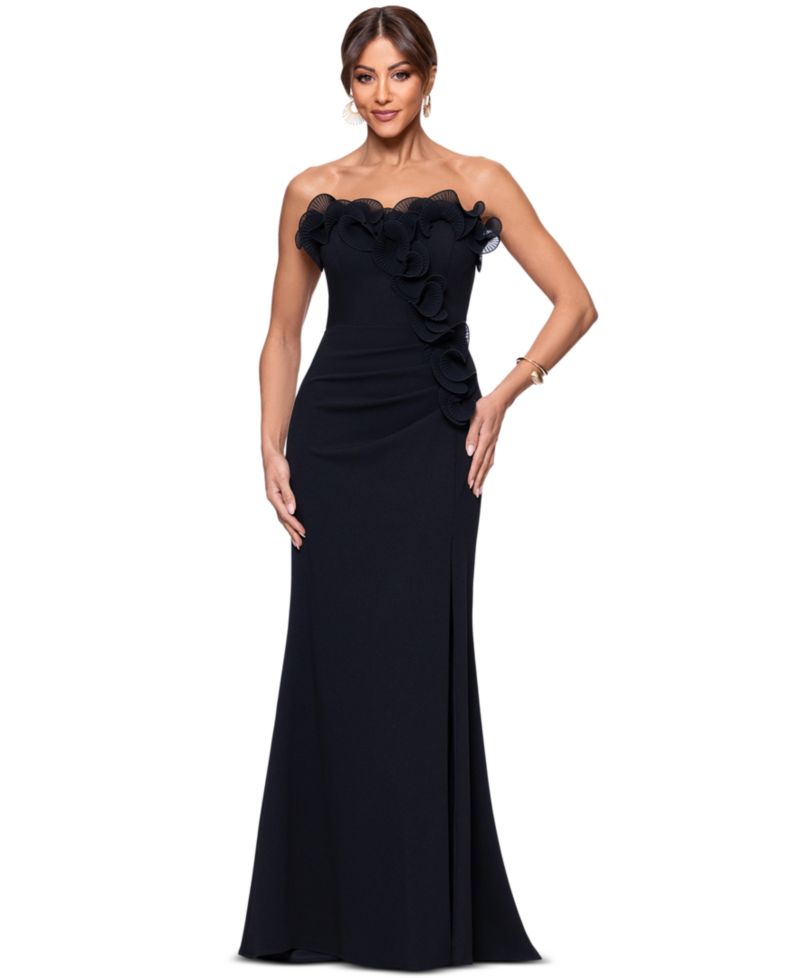 Plus Strapless Long Gown