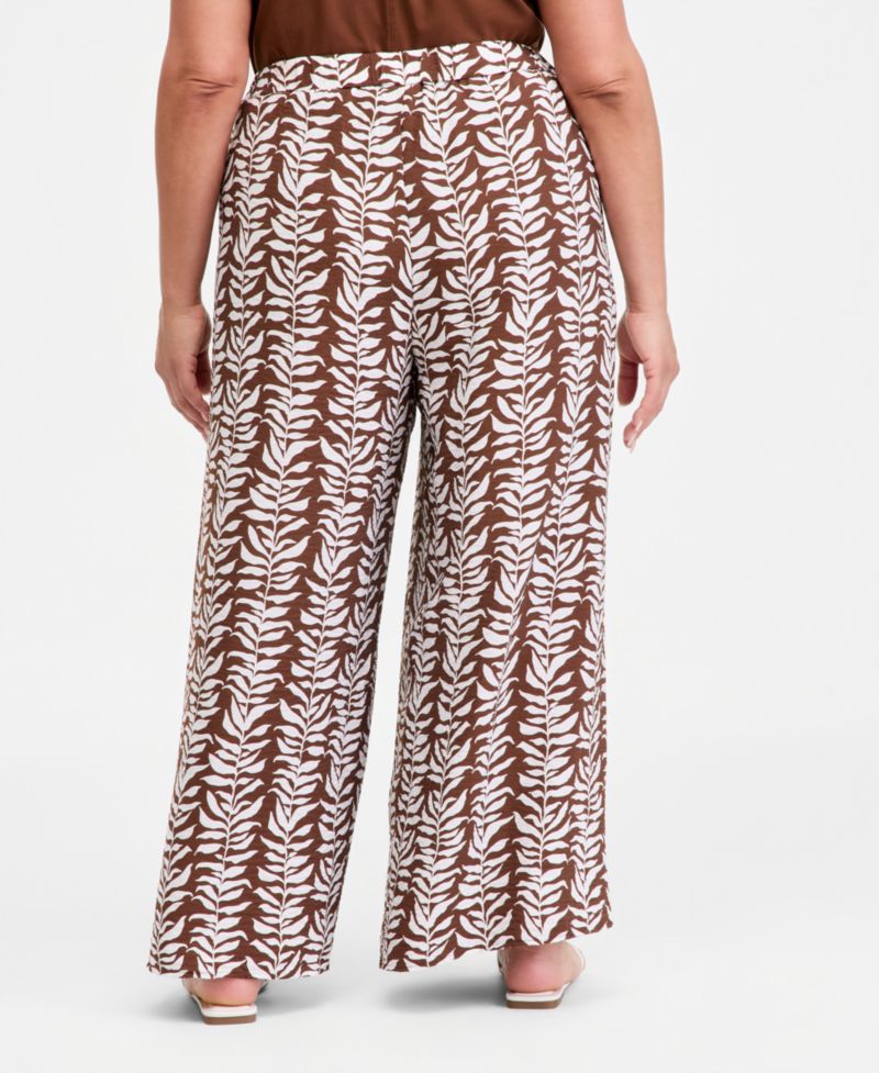Plus Size Printed High-Rise Wide-Leg Pants
