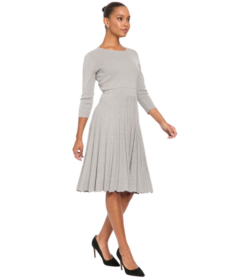 Women's Fit & Flare Crewneck 3/4 Sleeve Sweater Dress
