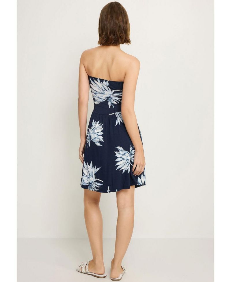 Women's Strapless Floral-Print Fit-and-Flare Short Dress