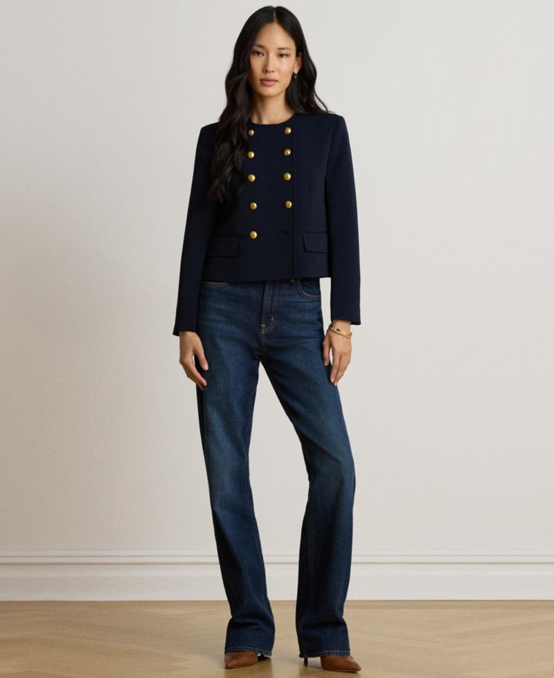 Women's Sable Crepe Double-Breasted Cropped Jacket