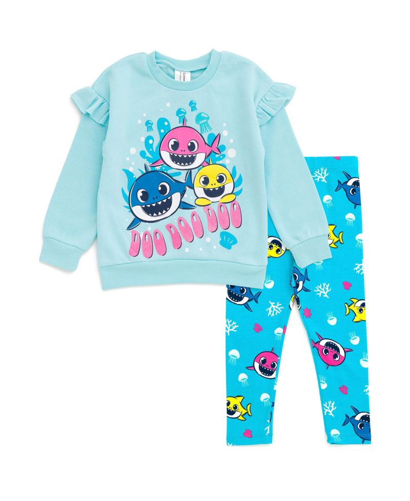 Baby Girls Pinkfong Shark Pullover Fleece Sweatshirt and Pants Outfit Set