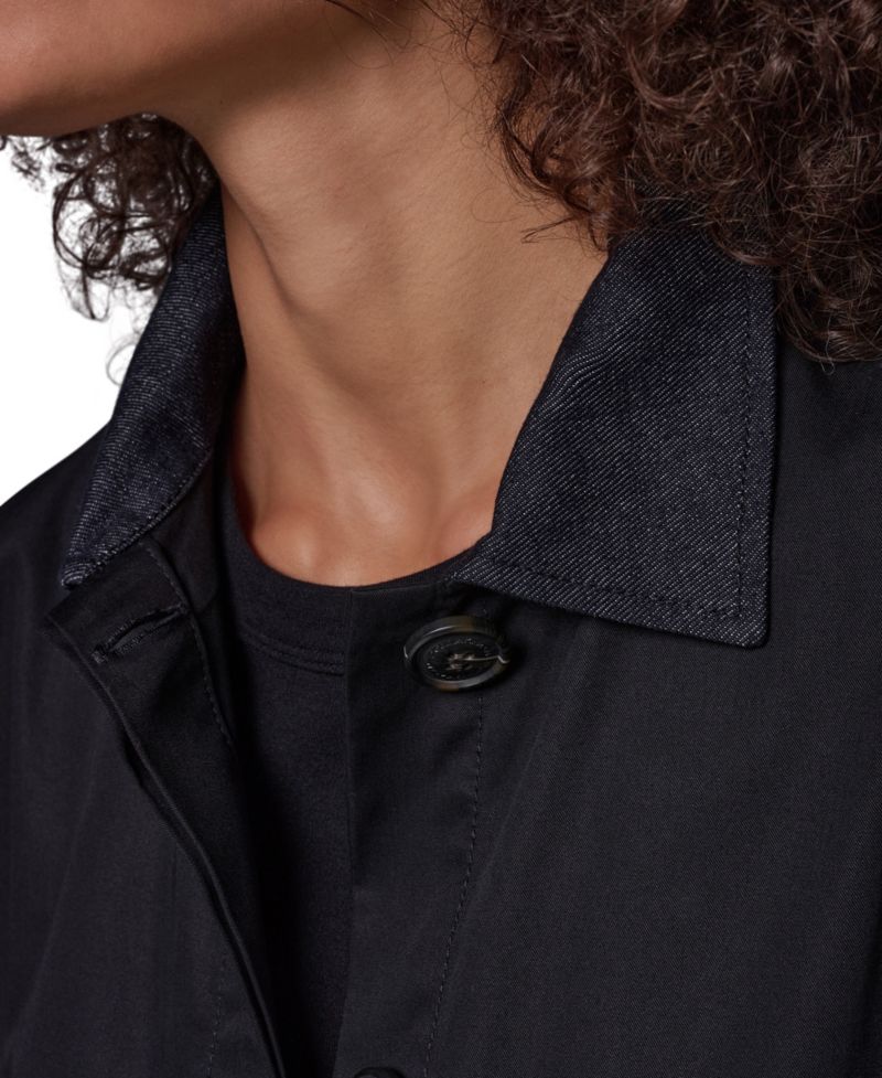 Women's Bell-Sleeve Trapeze Jacket with Denim Collar