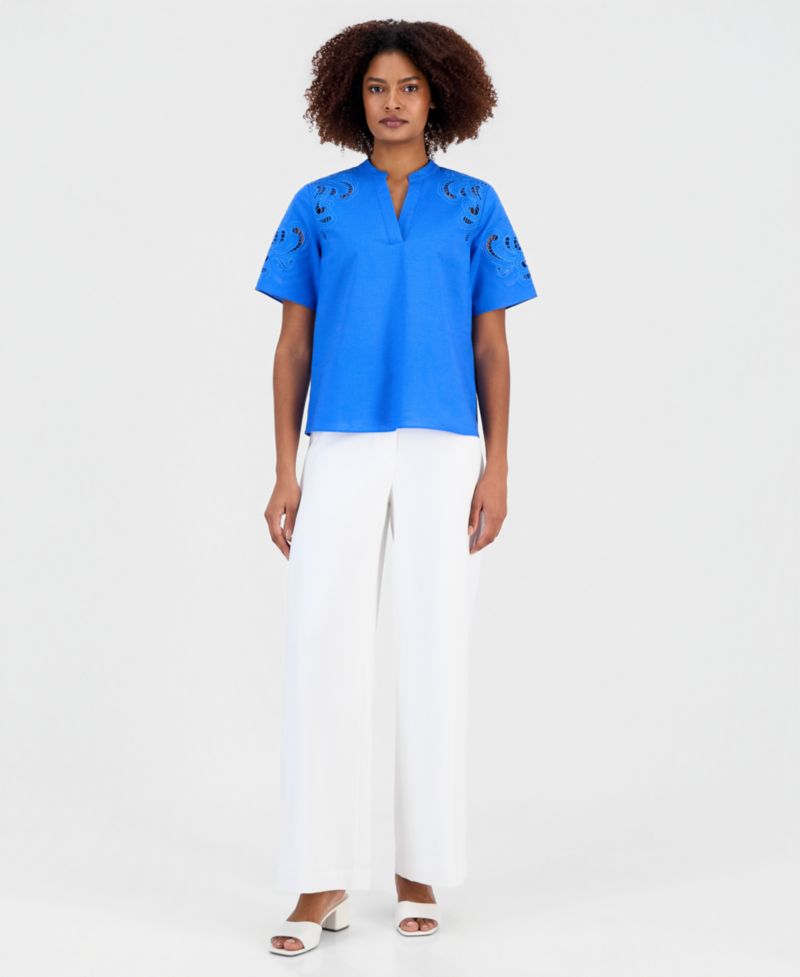 Women's Embroidered Short-Sleeve Top