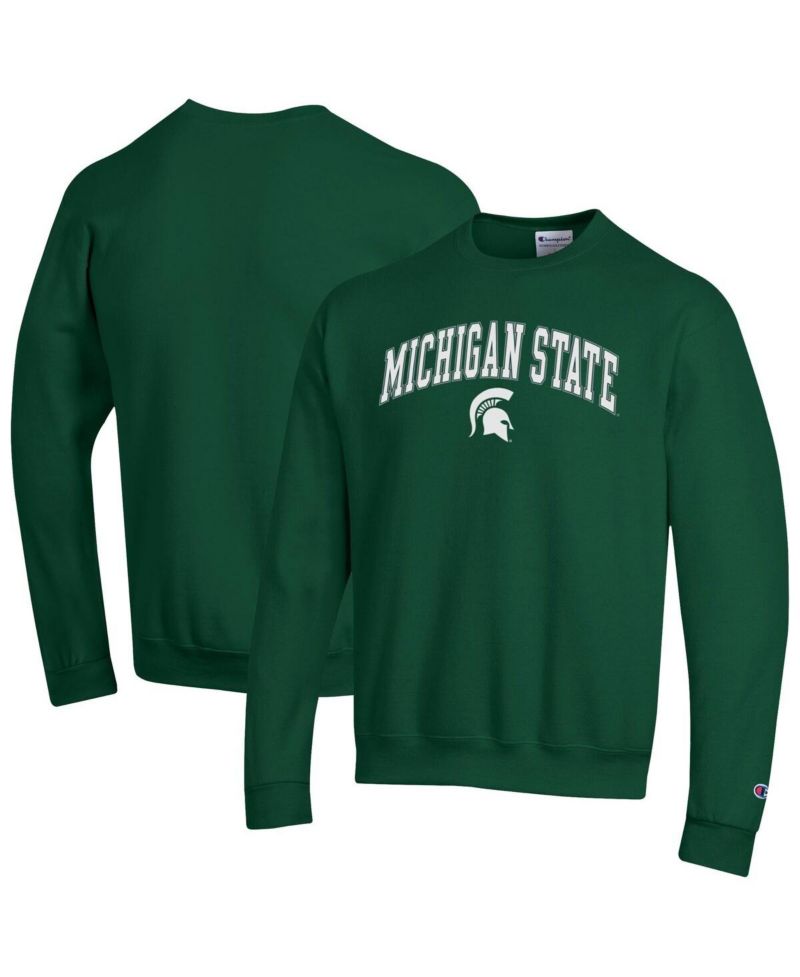Men's Green Michigan State Spartans Arch Over Logo Pullover Sweatshirt