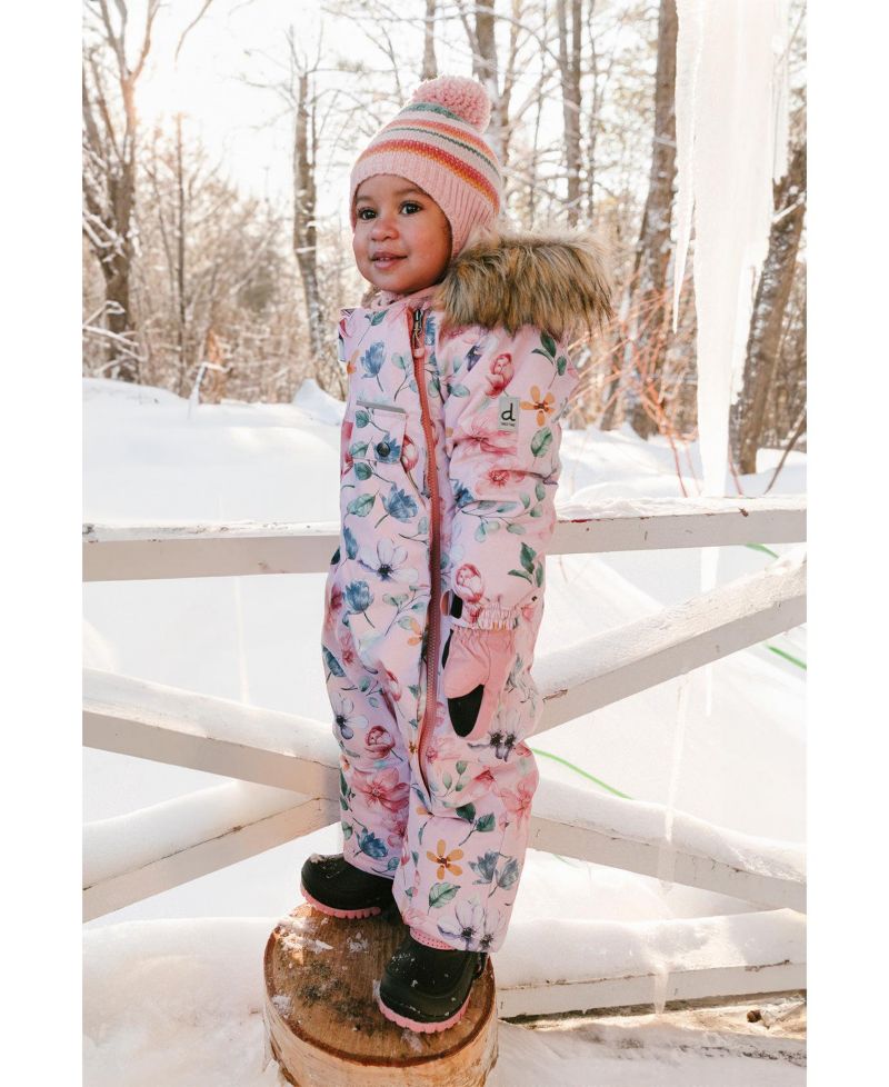 Baby Girls One Piece Snowsuit Adapted for Car Seats Floral Print