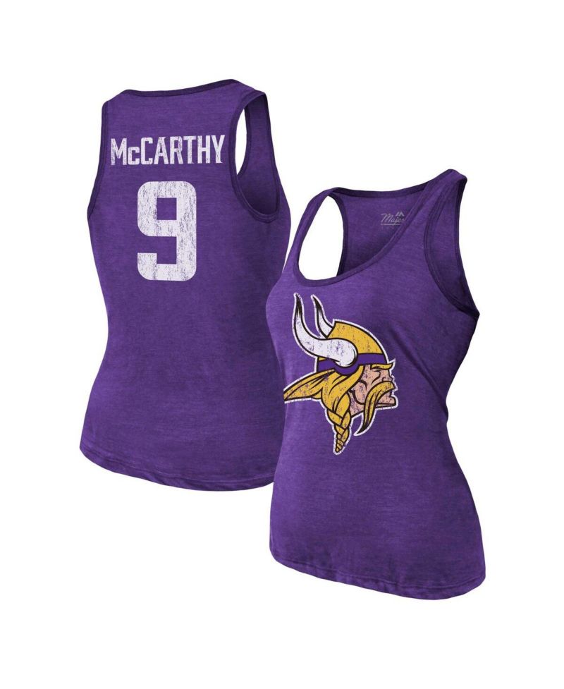 Threads Women's J.J. McCarthy Purple Minnesota Vikings Name & Number Tri-Blend Scoop Neck Tank Top