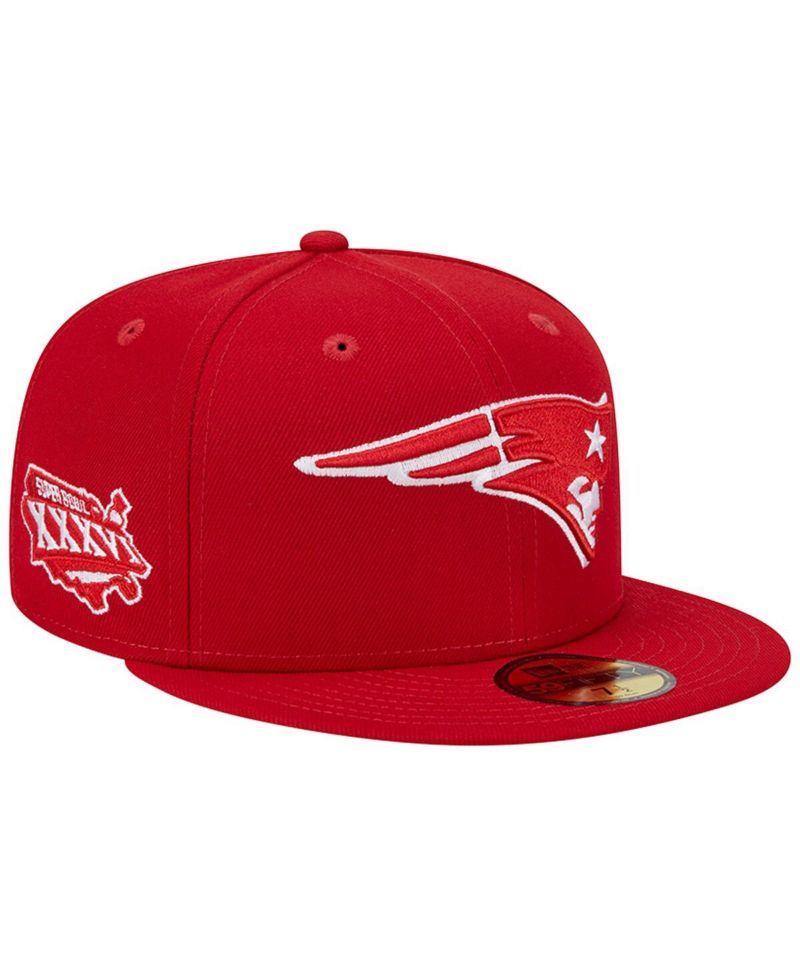 Men's Scarlet New England Patriots Super Bowl XXXVI Main Patch 59FIFTY Fitted Hat