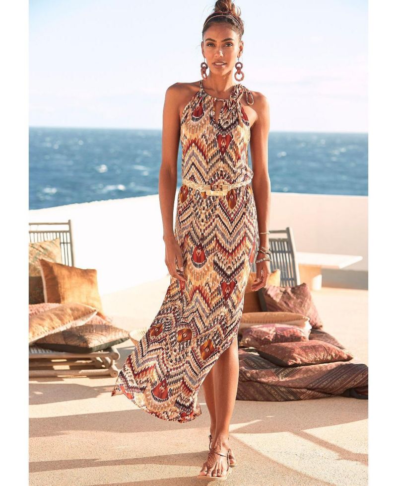 Women's Halter Print Maxi Dress