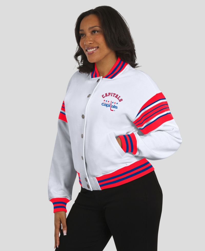 Women's White/Red Washington Capitals Full-Snap Fleece Sweatshirt Jacket