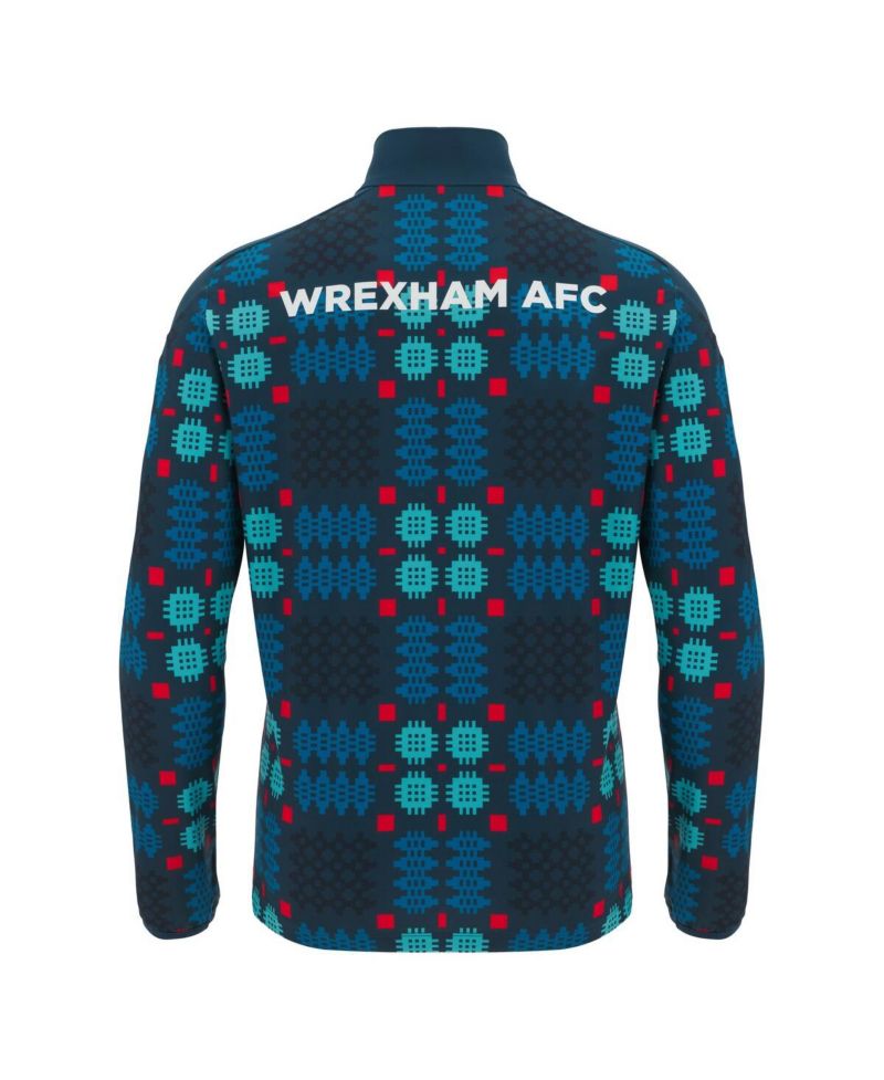Men's Blue Wrexham Warm-Up Quarter-Zip Pullover Hoodie