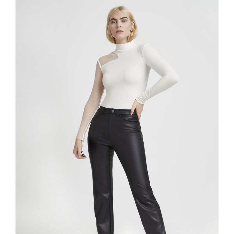 Women's Ysabel Mock-Neck Mesh-Sleeve Fitted Jersey Top
