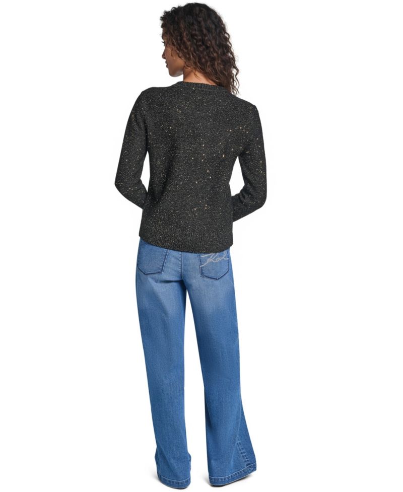 Women's Whimsy Crewneck Long-Sleeve Metallic Sweater