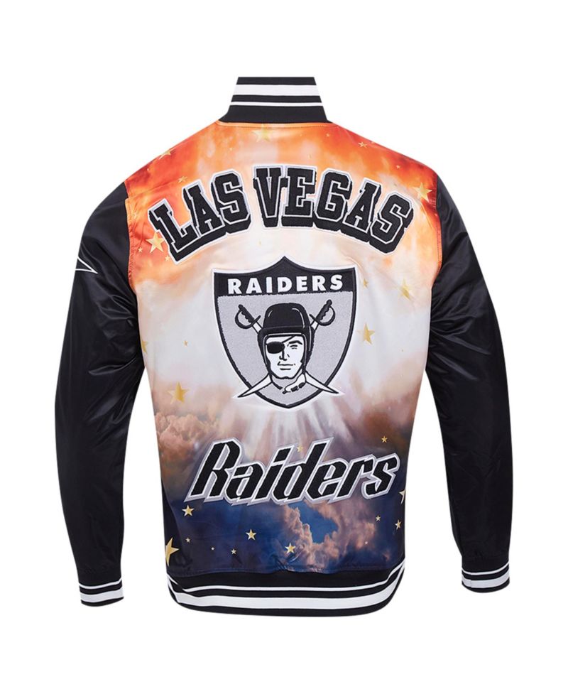 Men's Black Las Vegas Raiders Sublimated Satin Full-Snap Jacket