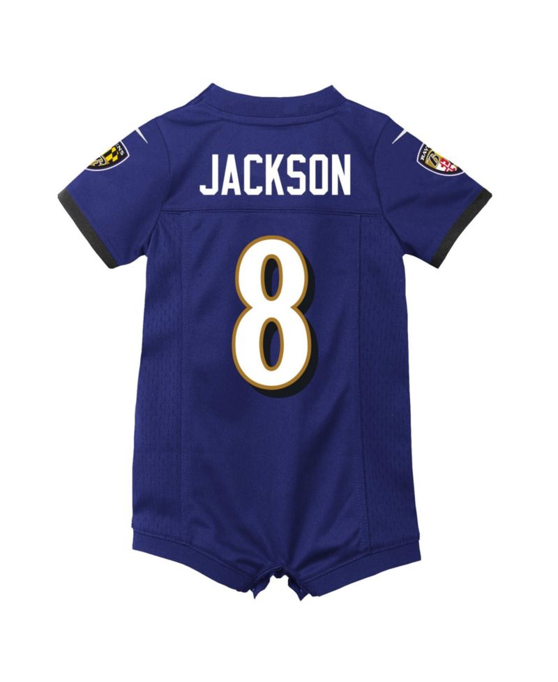 Baby Boys and Girls Lamar Jackson Purple Baltimore Ravens Romper Game Jersey