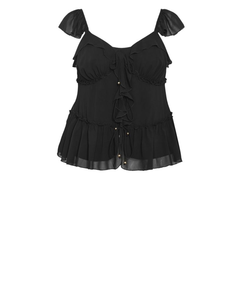 Plus Size Bryn V-Neck Frilled Tie-Front Blouse