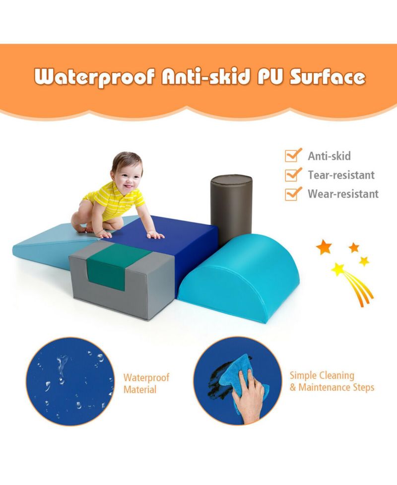 6 Piece Climb Crawl Play Set Indoor Kids Toddler Baby Safe Foam