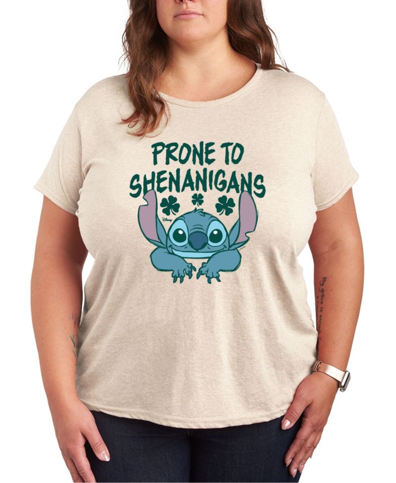 Plus Size Stitch St. Patrick's Day Shenanigans Graphic Crew Neck T-Shirt