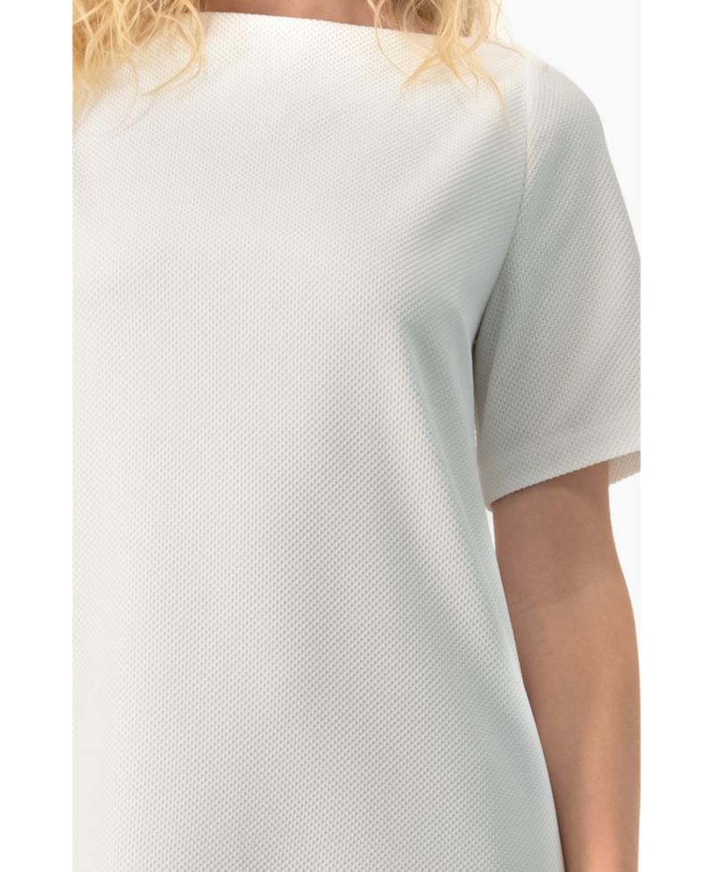 Women's Clean Boat-Neck Short-Sleeve Shift Mini Dress