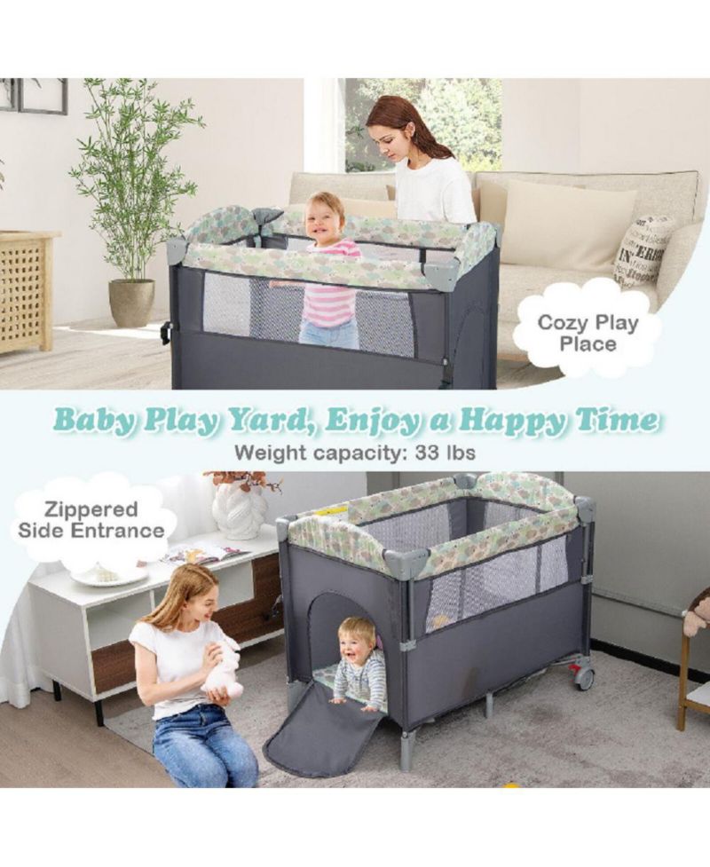 Portable Baby Bassinet with Diaper Changer, Bedside Sleeper and Changing Station