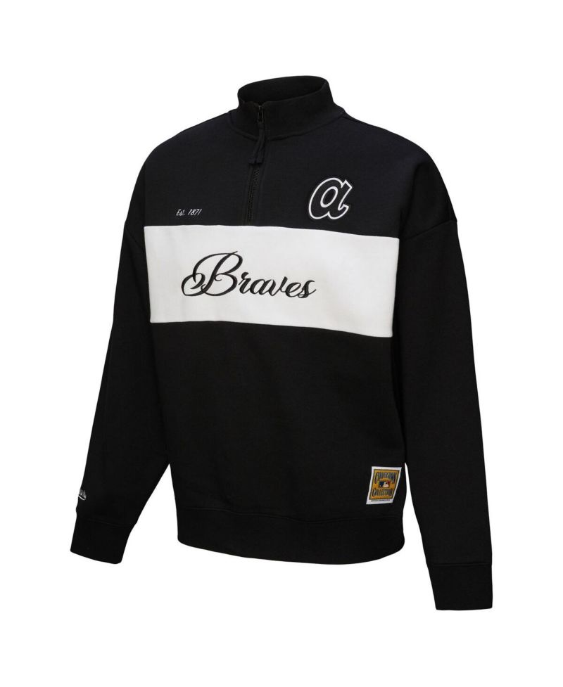 Women's Black Atlanta Braves Quarter-Zip Pullover Top