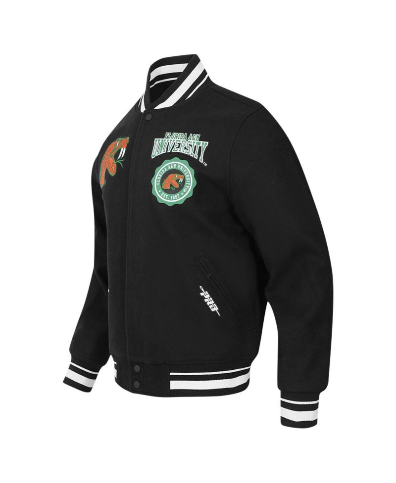 Men's Black Florida A & M Rattlers Crest Wool Full-Zip Jacket