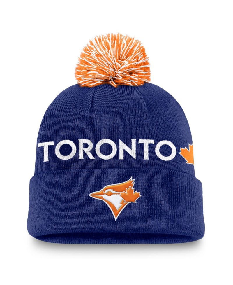 Men's Royal Toronto Blue Jays Peak Cuffed Knit Hat with Pom