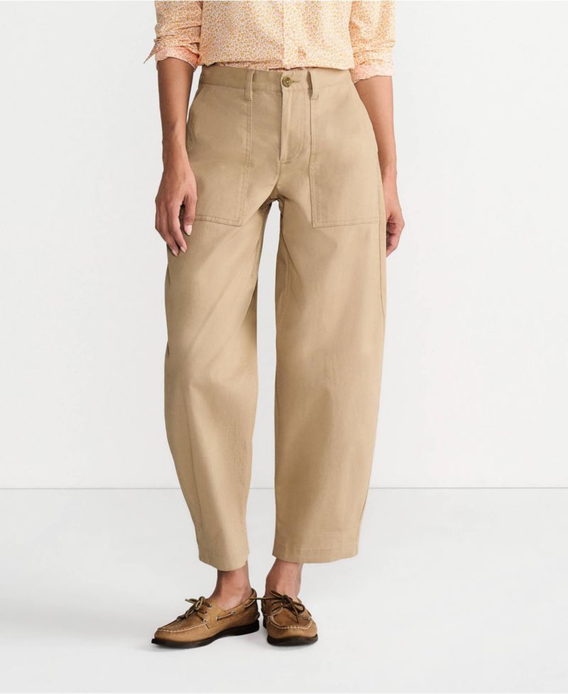 Women's Chino High Rise Barrel Leg Utility Ankle Pants