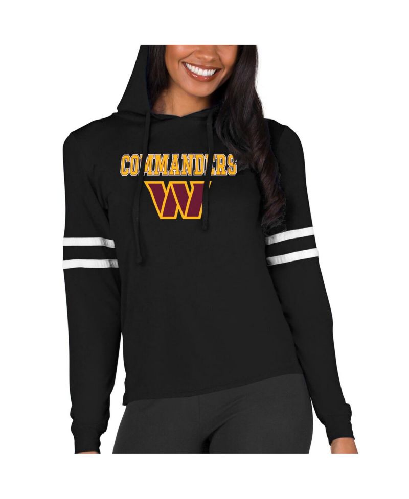 Women's Black Washington Commanders Marathon Lightweight Lounge Pullover Hoodie