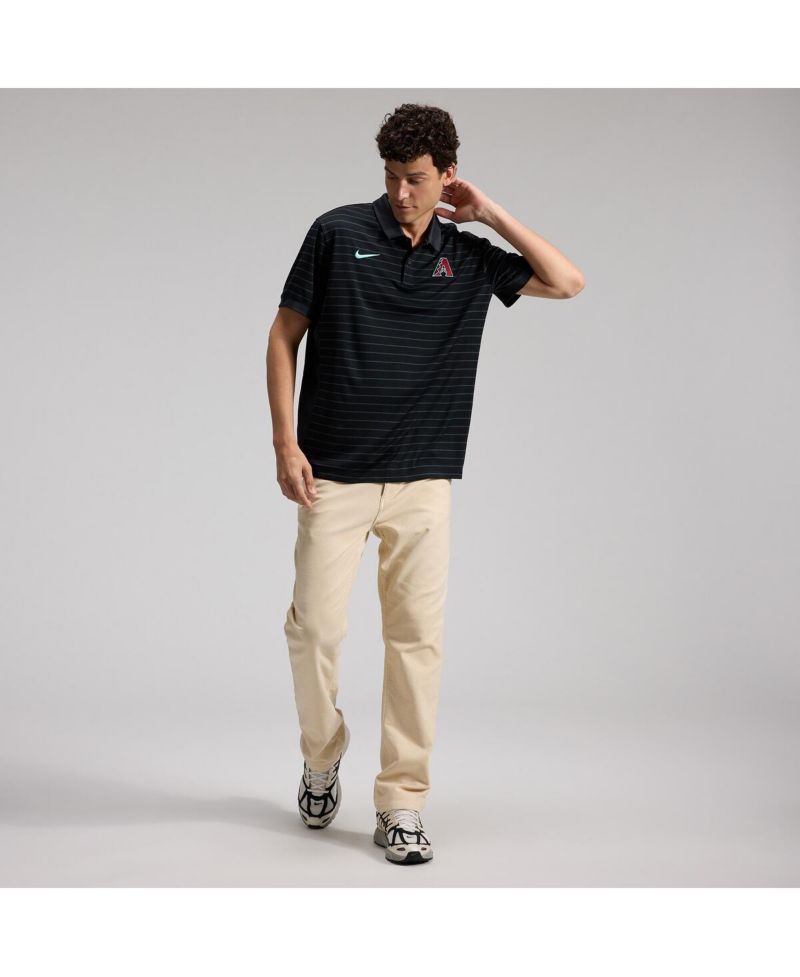 Men's Black Arizona Diamondbacks Authentic Collection Striped Victory Dri-FIT Polo Shirt
