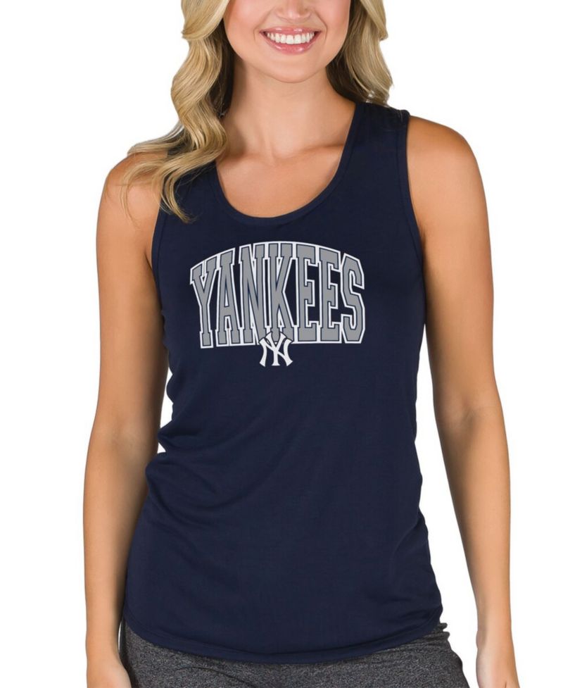 Women's Navy New York Yankees Marathon Racerback Tank Top