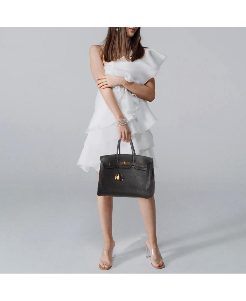 Pre-Owned HERMES Women's Birkin 35 Gold Finish Fjord Leather