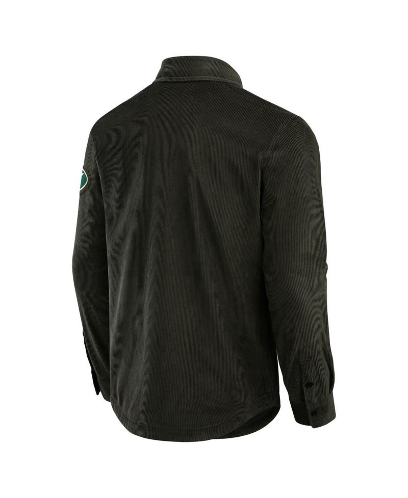 Men's Dark Green New York Jets Corduroy Full-Button Shacket
