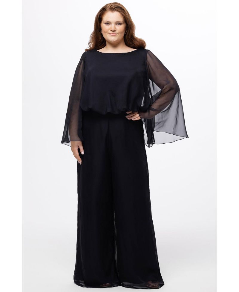 Women's Scoop Neck Wide Leg Jumpsuit with Sleeves