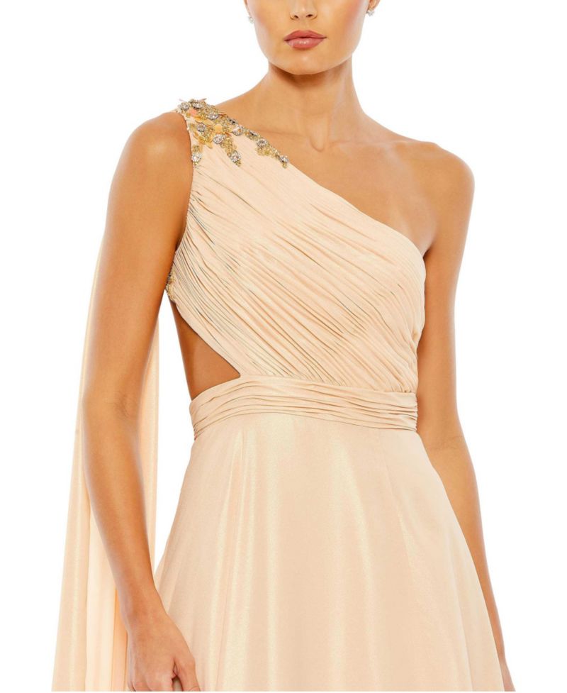 Women's Float One Shoulder Open Back Flowy Gown