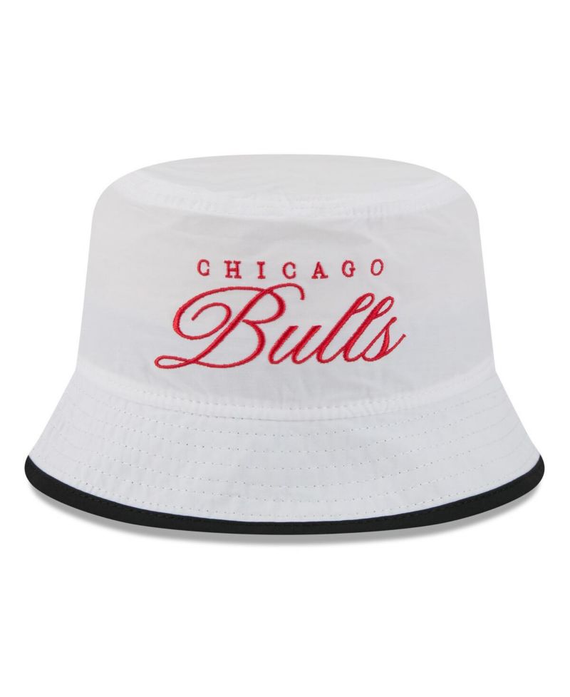 Men's White/Black Chicago Bulls 2025 NBA Draft Nylon Bucket Hat