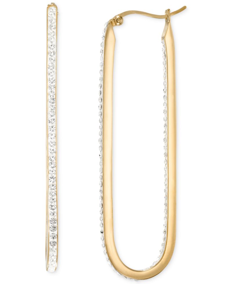 Crystal Pav&eacute; Inside Out Paperclip Hoop Earrings
