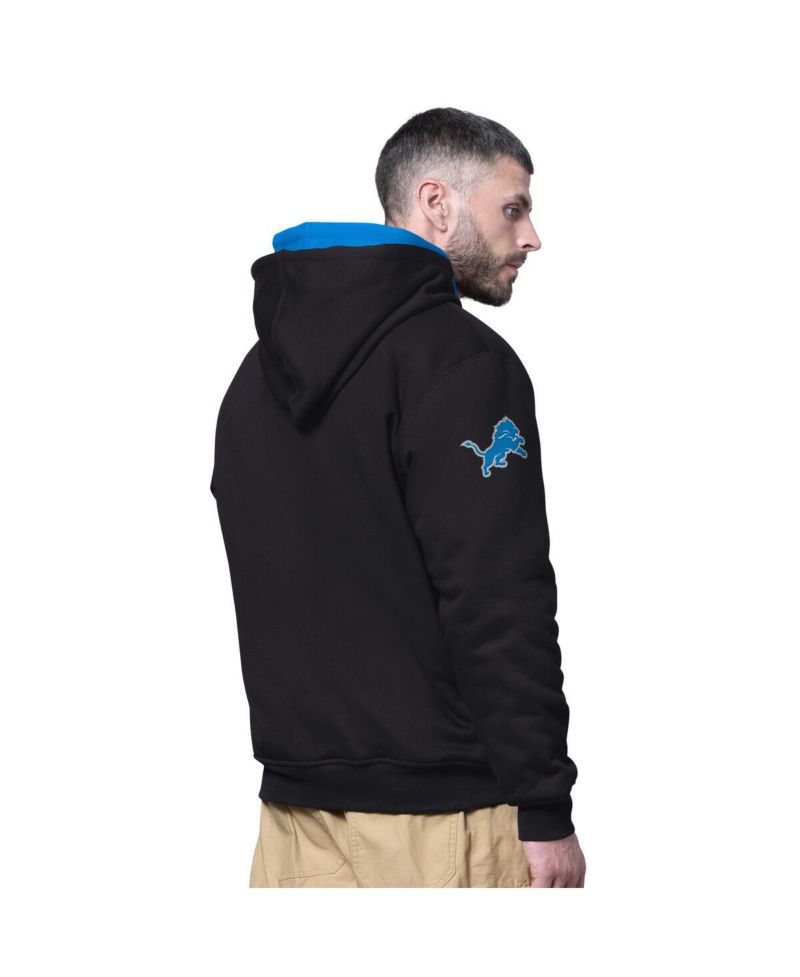 Men's Black Detroit Lions Big Shot Full-Zip Double Hoodie