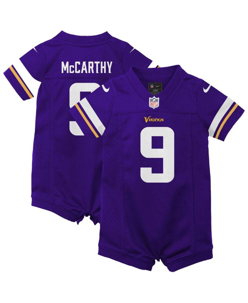 Baby Boys and Girls J. J. McCarthy Purple Minnesota Vikings Romper Game Jersey