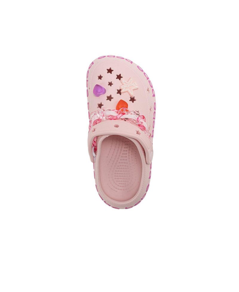Little Girls Lightweight EVA Clog with Chain with Logo Grosgrain Ribbon and Charms