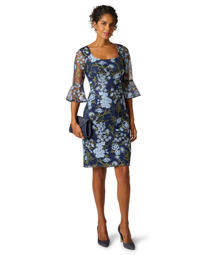Women's Floral Embroidered Scoop Neck Dress