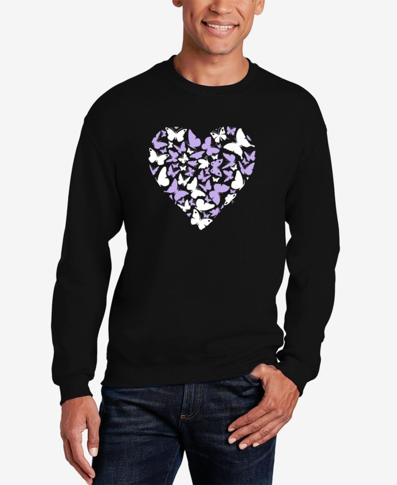 Men's Butterfly Heart Word Art Crewneck Sweatshirt