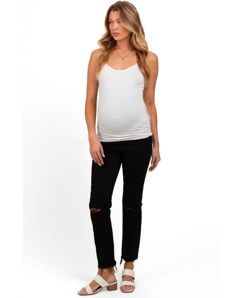 Women's Cut Hem Open Knee Straight Leg Jeans