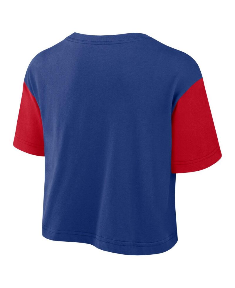 Women's Royal/Red Philadelphia Phillies Script Cropped Performance T-Shirt