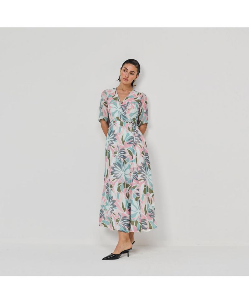 Women's Floral Print A-Line Wrap Maxi Dress