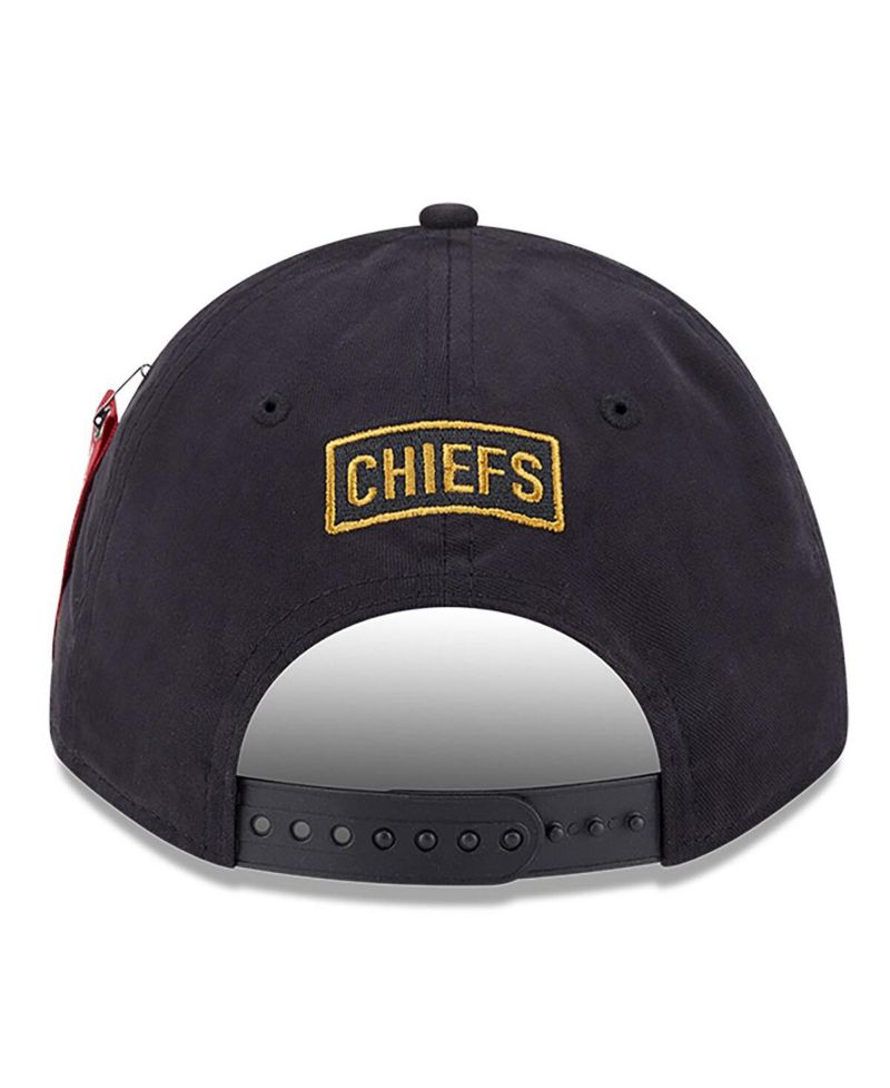 x Alpha Industries Men's Black Kansas City Chiefs A-Frame 9FORTY Adjustable Hat